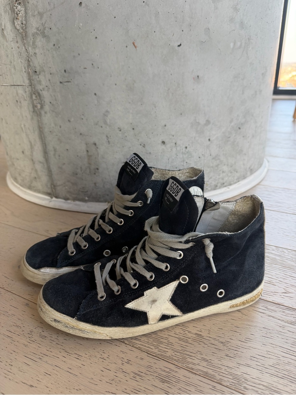 Golden Goose Black Suede High-Top Sneakers with White Star